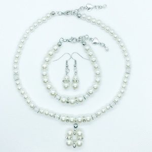 Glass Pearl And Rhinestone Spacer Bead Jewelry Set